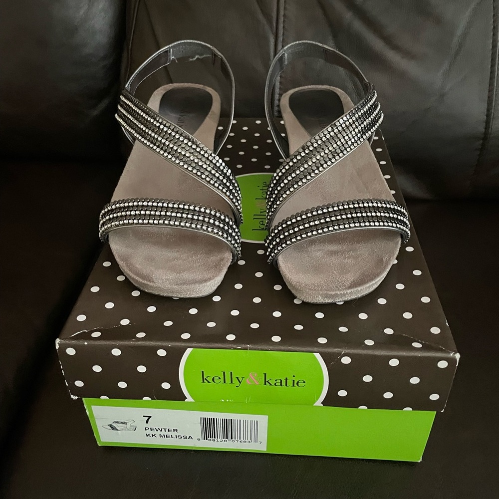 Kelly & Katie Pewter Rhinestone Sandals